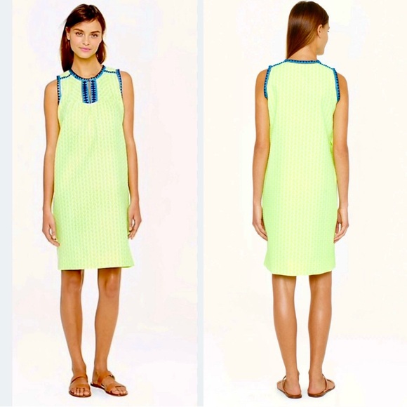 J. Crew Dresses & Skirts - J. Crew Arrow Print Textured Neon Shift Dress Size 12